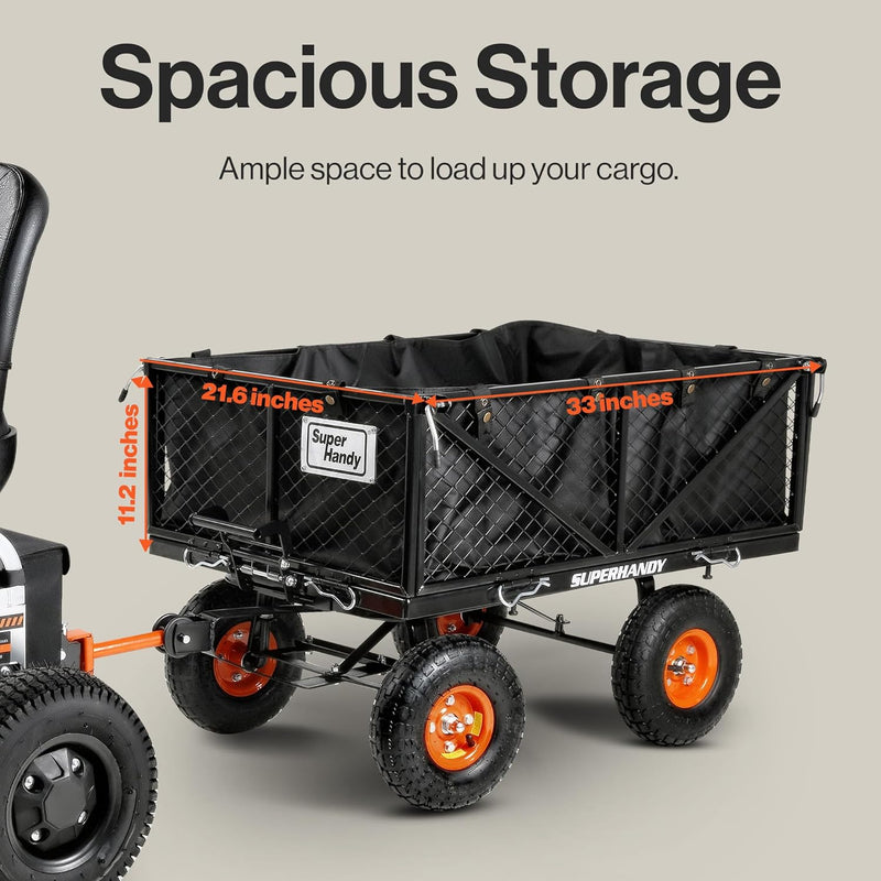 SuperHandy Towable Garden Cart – Quick Dump, 10" Tires, 660Lb Capacity